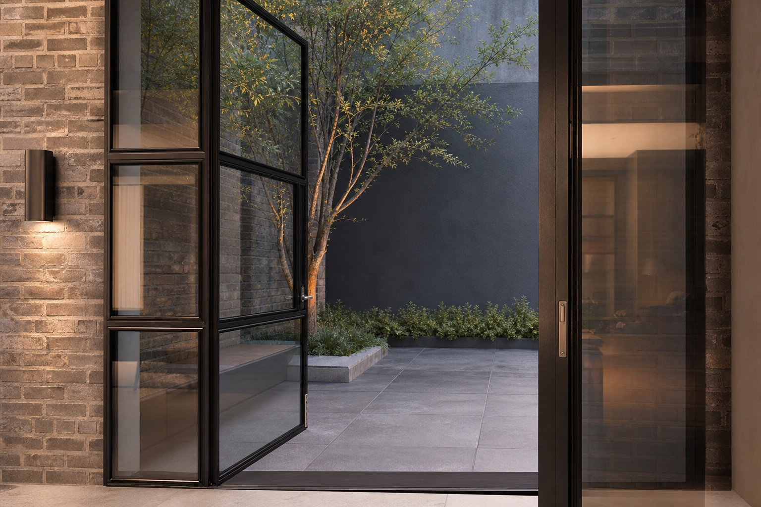 Steel framed courtyard glazing